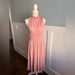 Gianni Bini Smocked Waist Sleeveless Midi Dress - Blush Pink